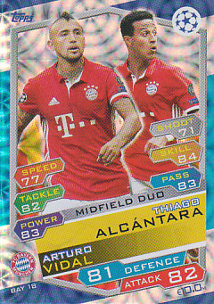 Arturo Vidal / Thiago Alcantara Bayern Munchen 2016/17 Topps Match Attax CL Midfield Duo #BAY18